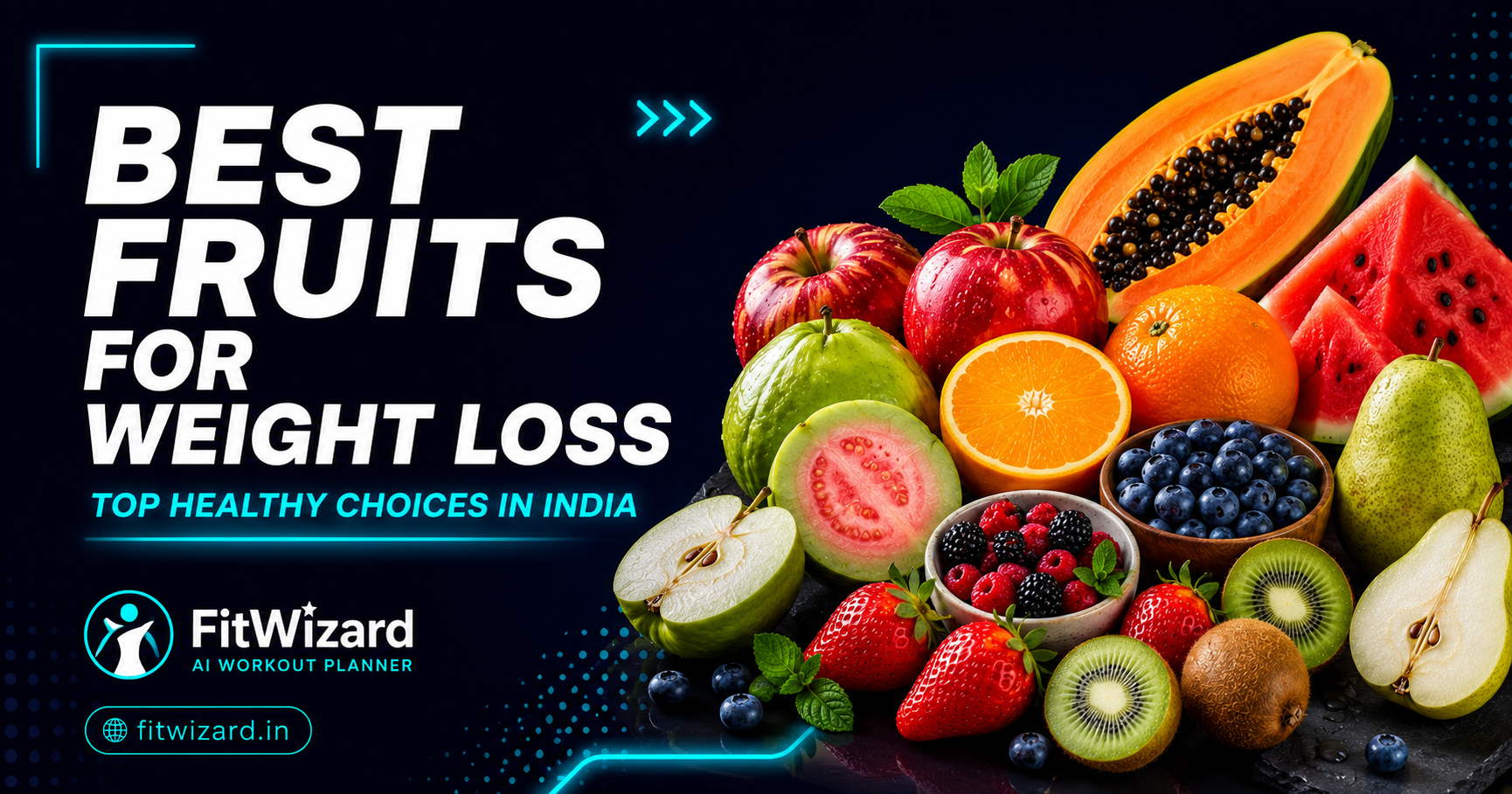 Best fruits for weight loss including apples, guava, oranges, berries, papaya, and watermelon